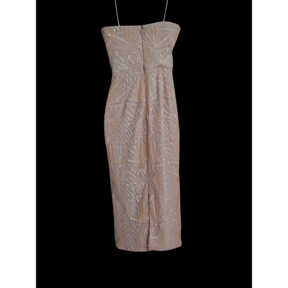 Dress The Population Glamorous Claire Sequin Strapless Feminine Shimmer S Midi - Picture 3 of 16